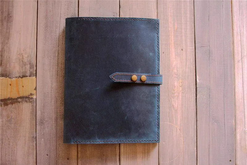 Custom Blue Leather Laptop Sleeve Case