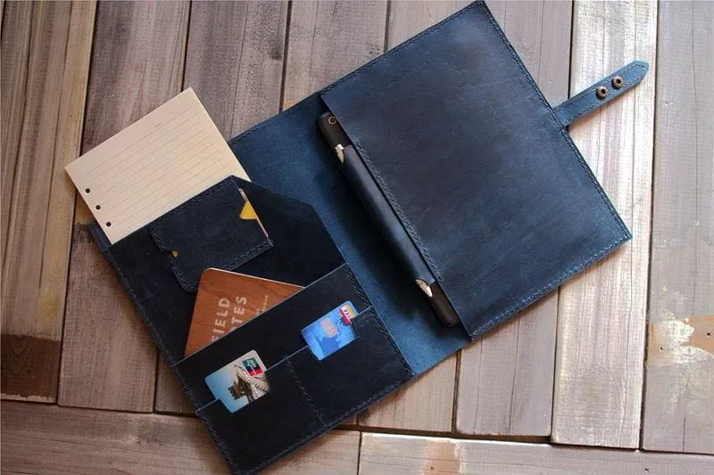 Custom Blue Leather Laptop Sleeve Case