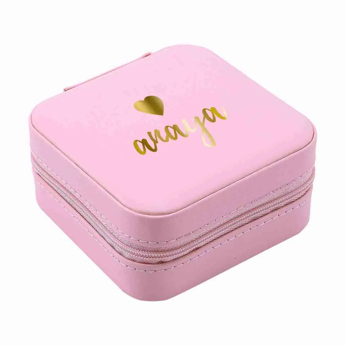 Custom Jewellery Organiser PU Leather Zipper Portable Storage Box with Dividers Container for Rings Earrings