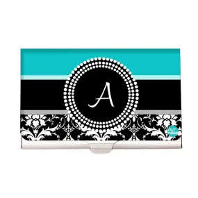 Custom Visiting Card Holder for Girls - Demask Blue