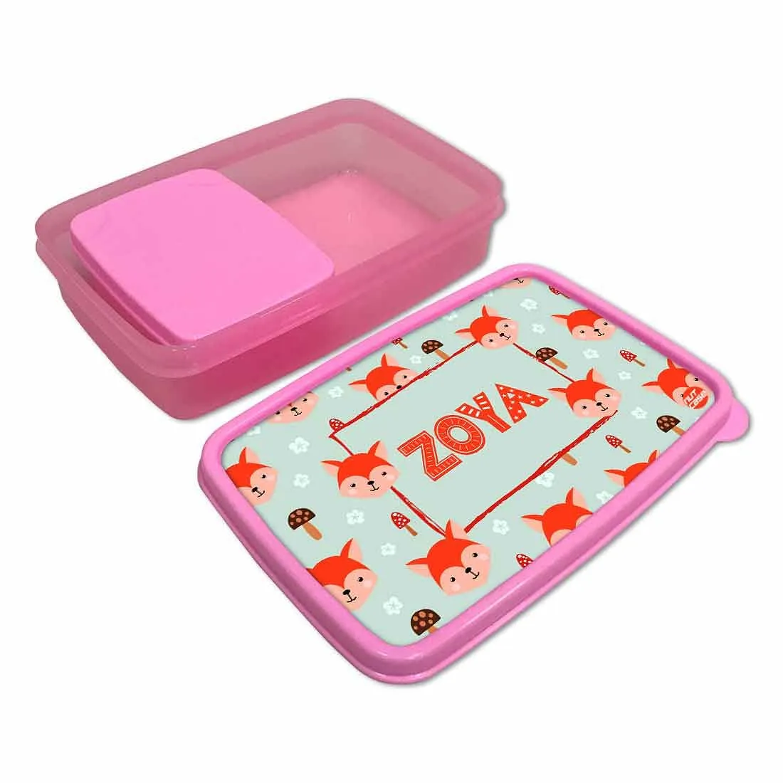 Customizable Snack Box for Kids Girls With Name - Mushroom & Fox