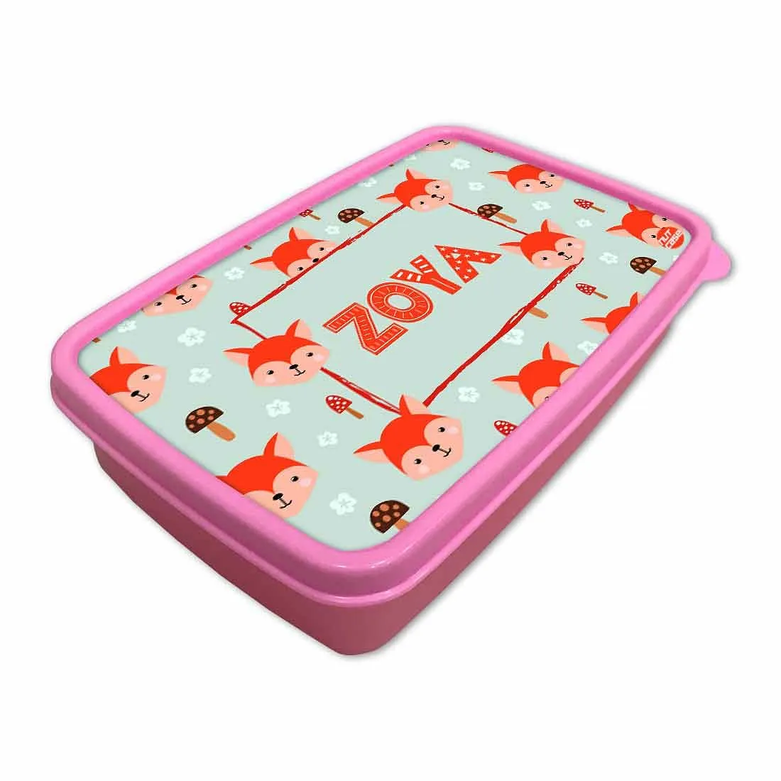 Customizable Snack Box for Kids Girls With Name - Mushroom & Fox