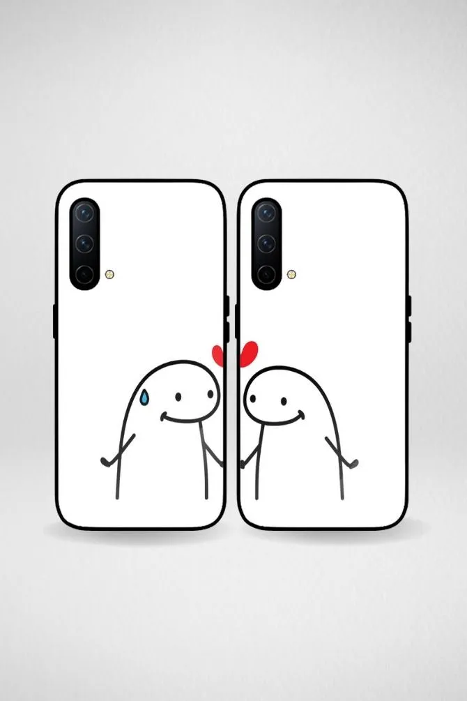 Cute Line Art Couple Customized Glass Mobile Case - iPhone, Samsung & OnePlus