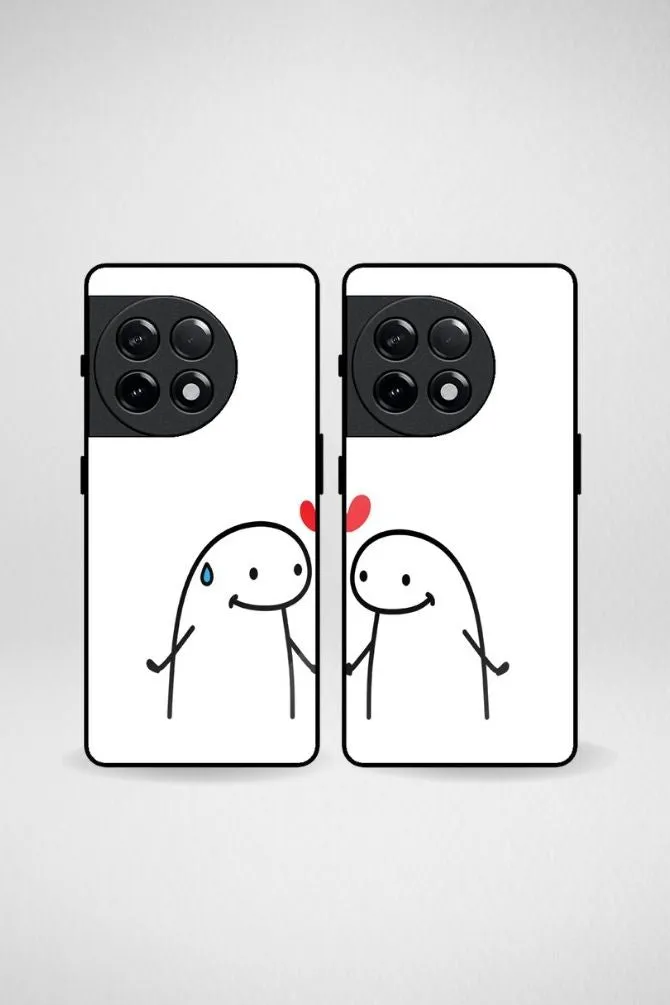 Cute Line Art Couple Customized Glass Mobile Case - iPhone, Samsung & OnePlus