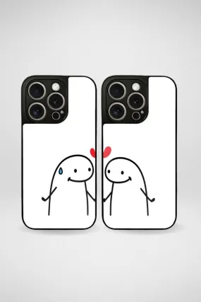 Cute Line Art Couple Customized Glass Mobile Case - iPhone, Samsung & OnePlus