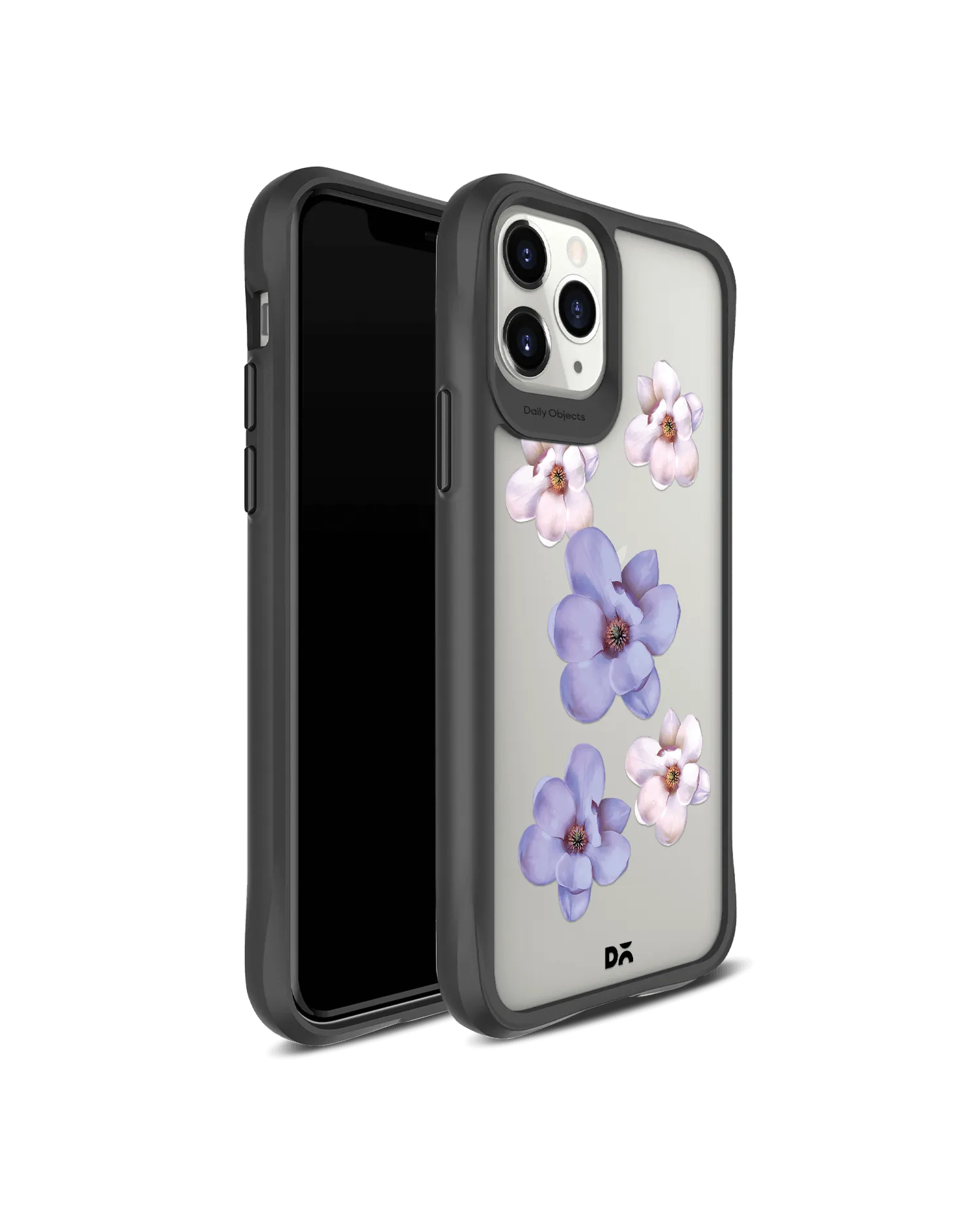 DailyObjects Clear Mauve & White Flowers Black Hybrid Clear Case Cover For iPhone 11 Pro