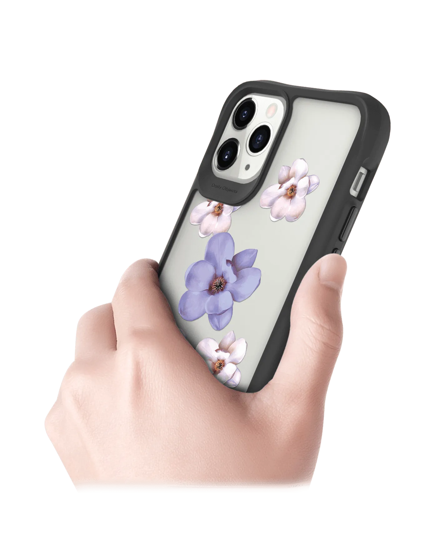 DailyObjects Clear Mauve & White Flowers Black Hybrid Clear Case Cover For iPhone 11 Pro