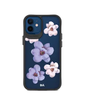 DailyObjects Clear Mauve & White Flowers Black Hybrid Clear Case Cover For iPhone 12 Mini