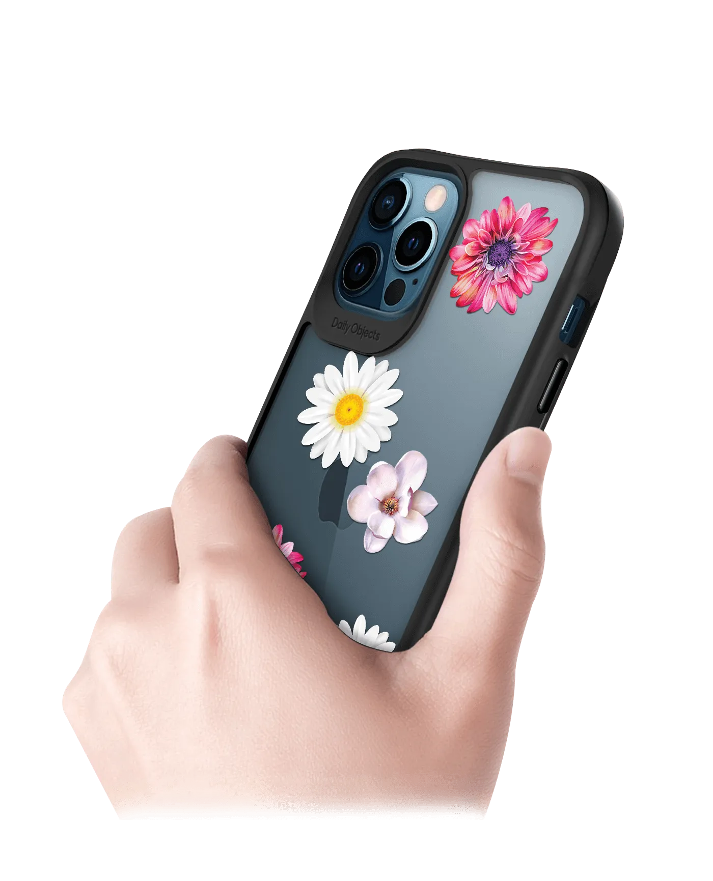 DailyObjects Clear Multicoloured Flowers Black Hybrid Clear Case Cover For iPhone 12 Pro Max