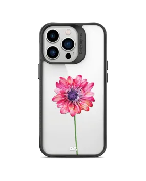 DailyObjects Clear Pink & Purple Painted Flower Black Hybrid Clear Phone Case Cover For iPhone 14 Pro