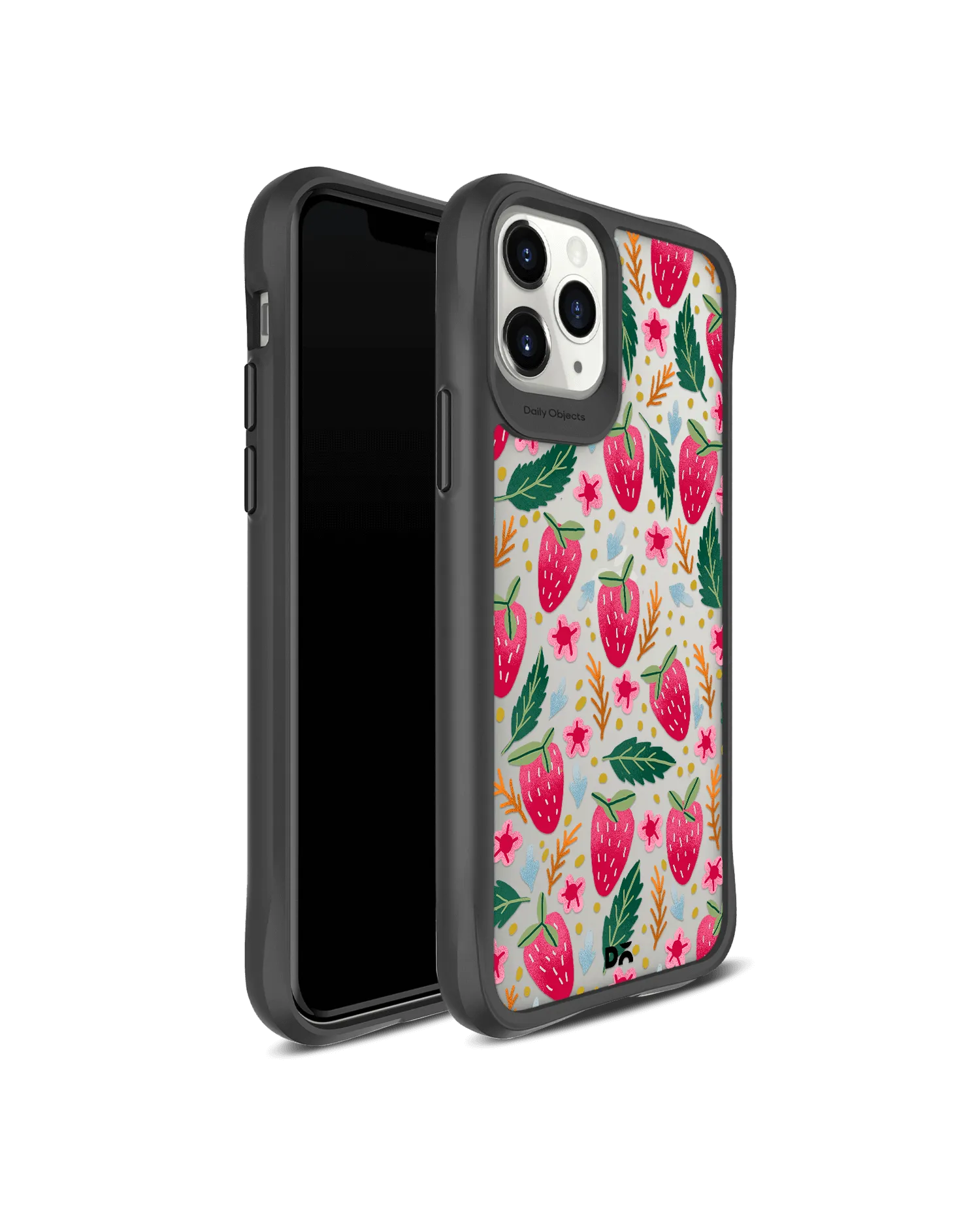 DailyObjects Strawberry Bloom Black Hybrid Clear Case Cover For iPhone 11 Pro Max