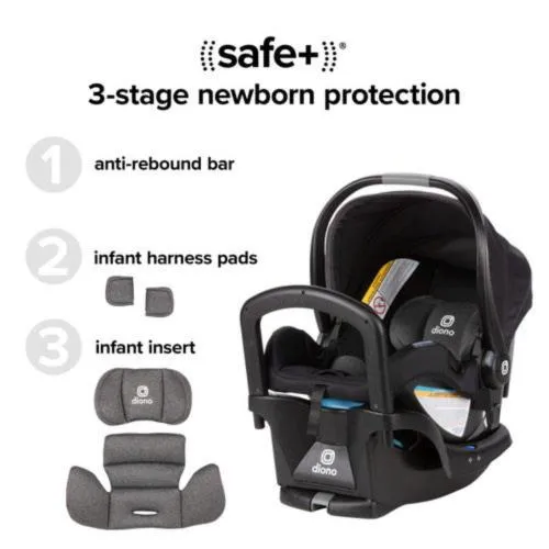 Diono - Quantum 4 3-in-1 Travel System with LiteClik®30 R SafePlus™ Infant Car Seat and Base - Black