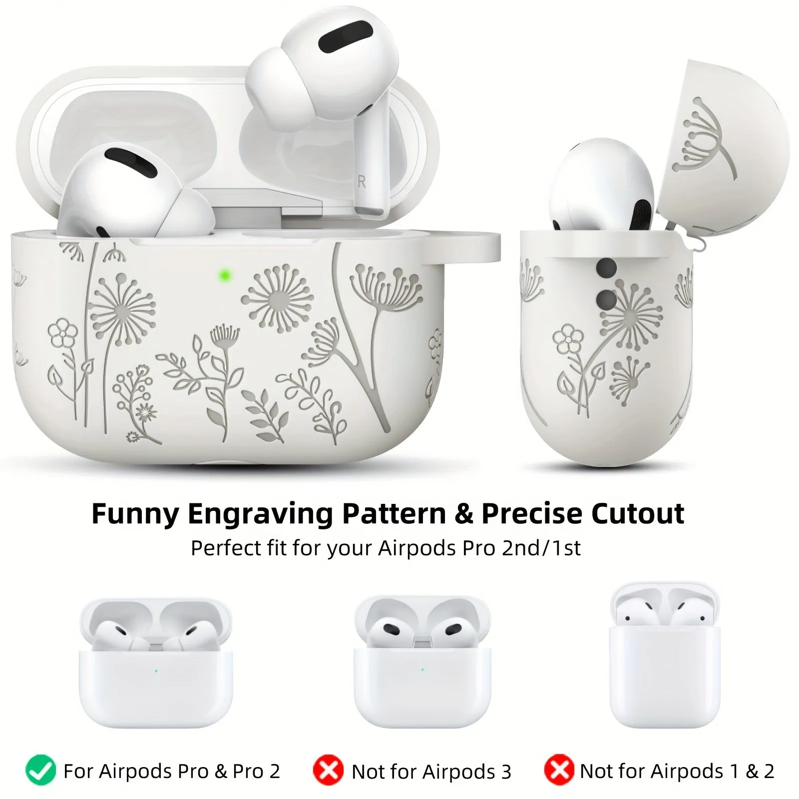 Elevate Your AirPods Pro Flower Engraved Protective Case