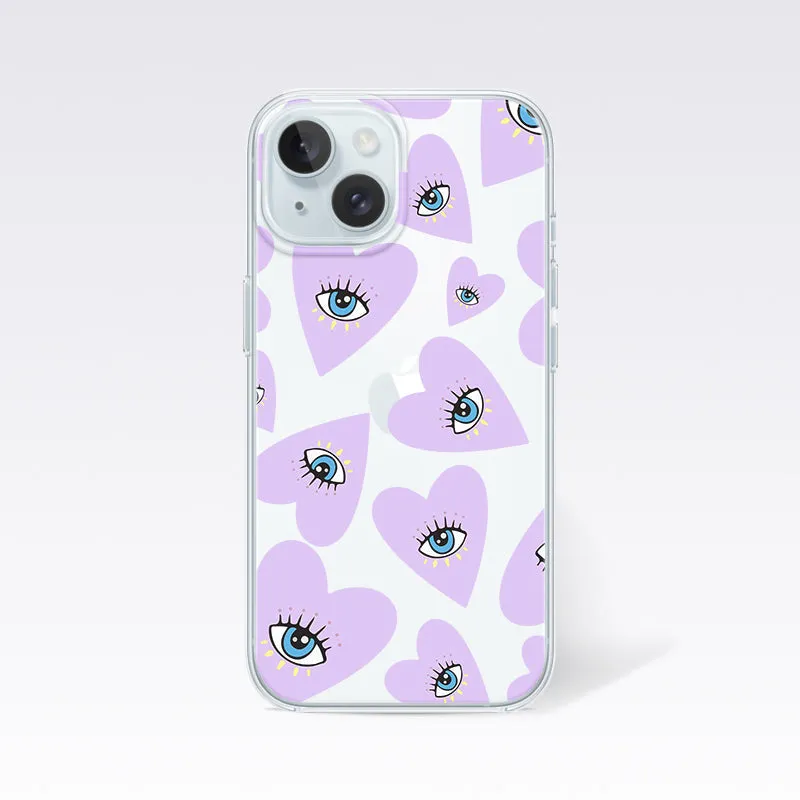 Evil Eye- Heart - Purple Clear Silicon Cover