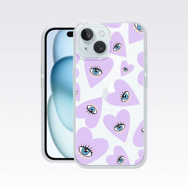 Evil Eye- Heart - Purple Clear Silicon Cover