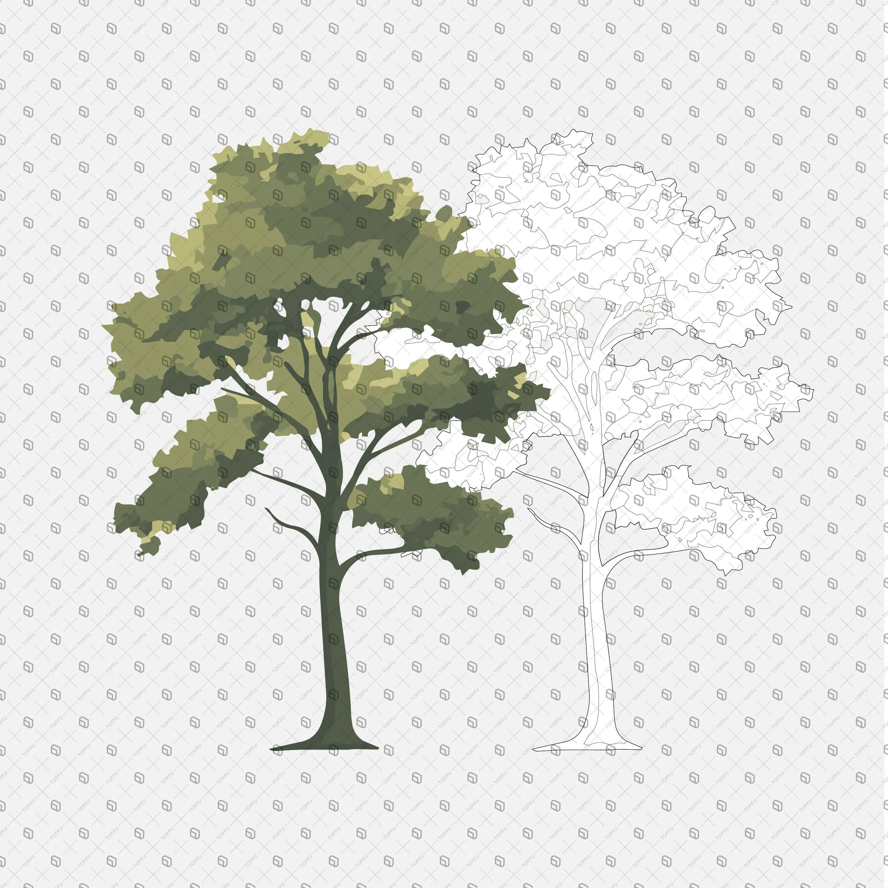 Flat Vector - Cad Trees Elevation