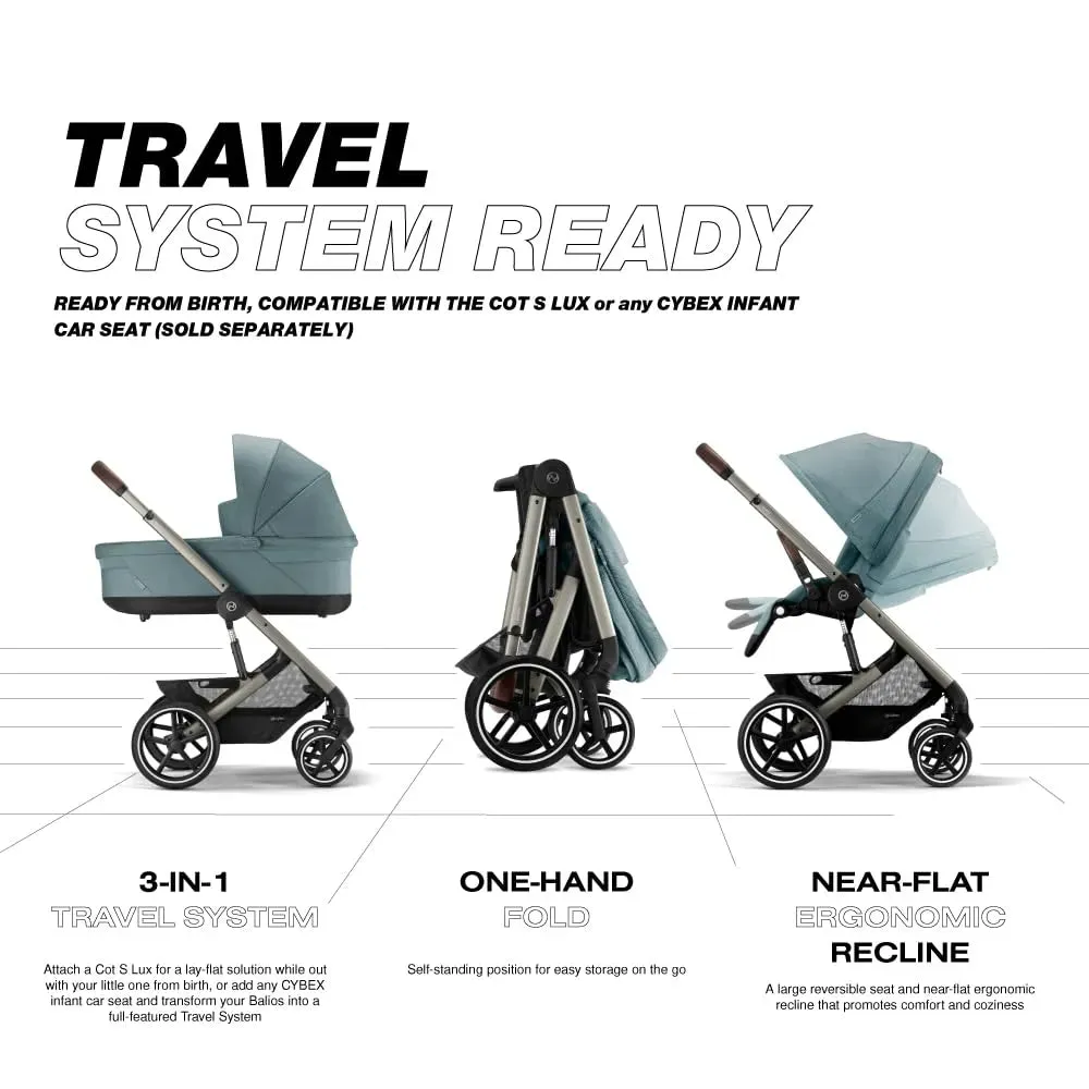 (Floor Model) Balios S Lux 2 Stroller - Taupe   Sky Blue Seat Pack