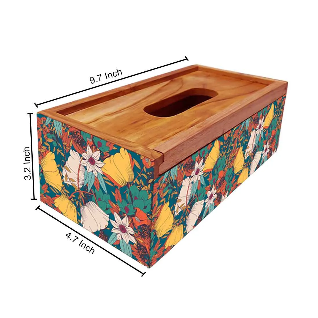 Floral Designer Wooden Tissue Holder for Dining Table - Elegance