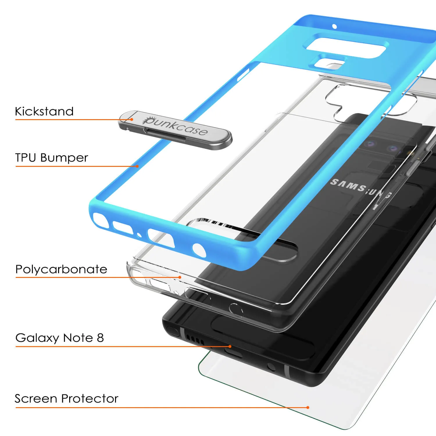 Galaxy Note 9 Lucid 3.0 PunkCase Armor Cover w/Integrated Kickstand and Screen Protector [Blue]