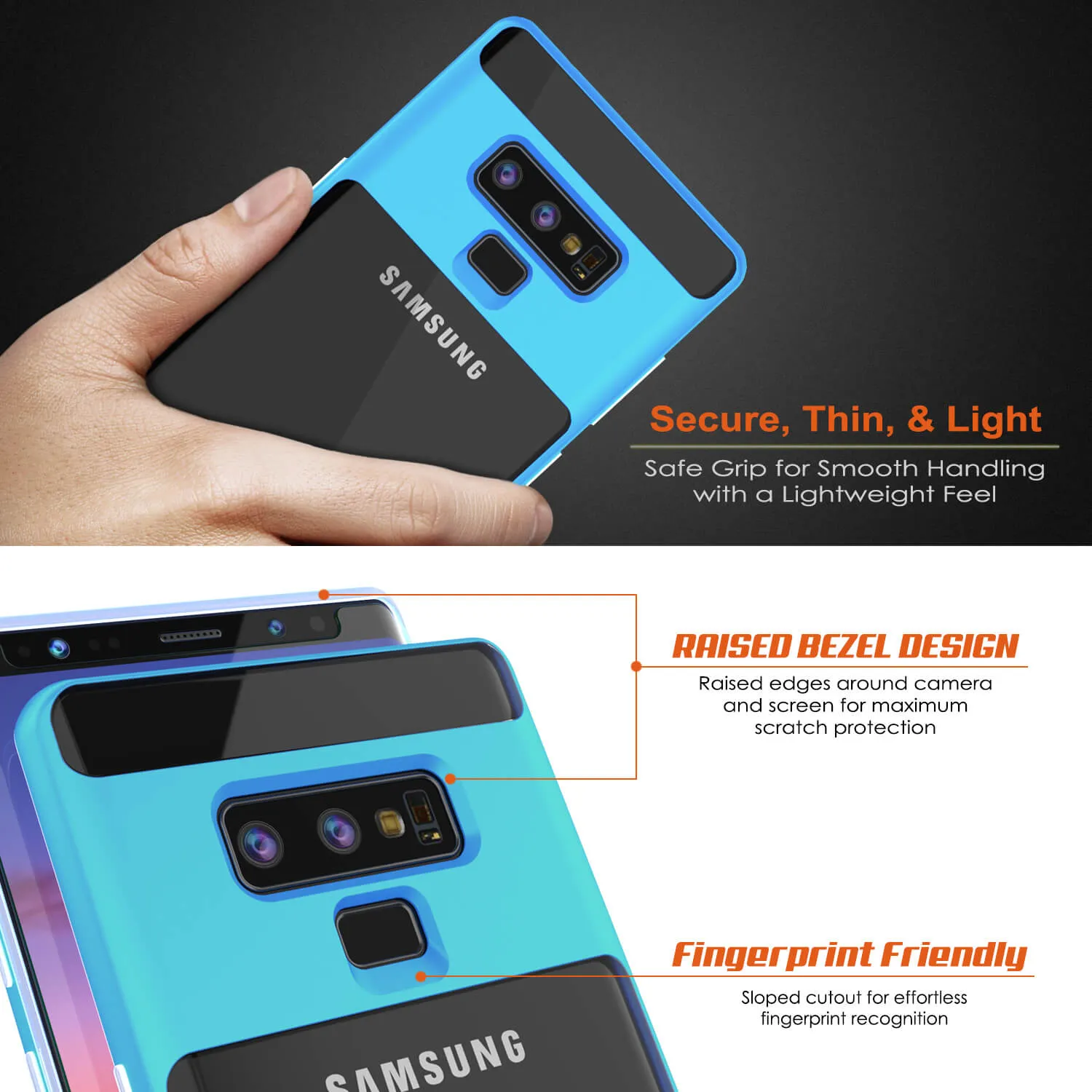 Galaxy Note 9 Lucid 3.0 PunkCase Armor Cover w/Integrated Kickstand and Screen Protector [Blue]