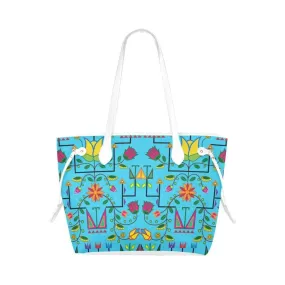 Geometric Floral Summer - Sky Blue Clover Canvas Tote Bag