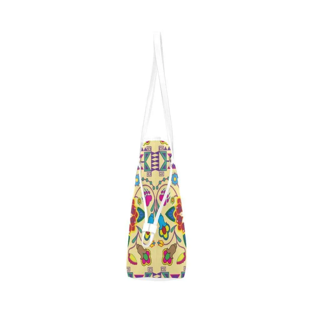 Geometric Floral Winter - Vanilla Clover Canvas Tote Bag