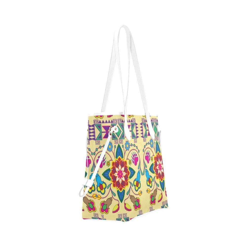 Geometric Floral Winter - Vanilla Clover Canvas Tote Bag