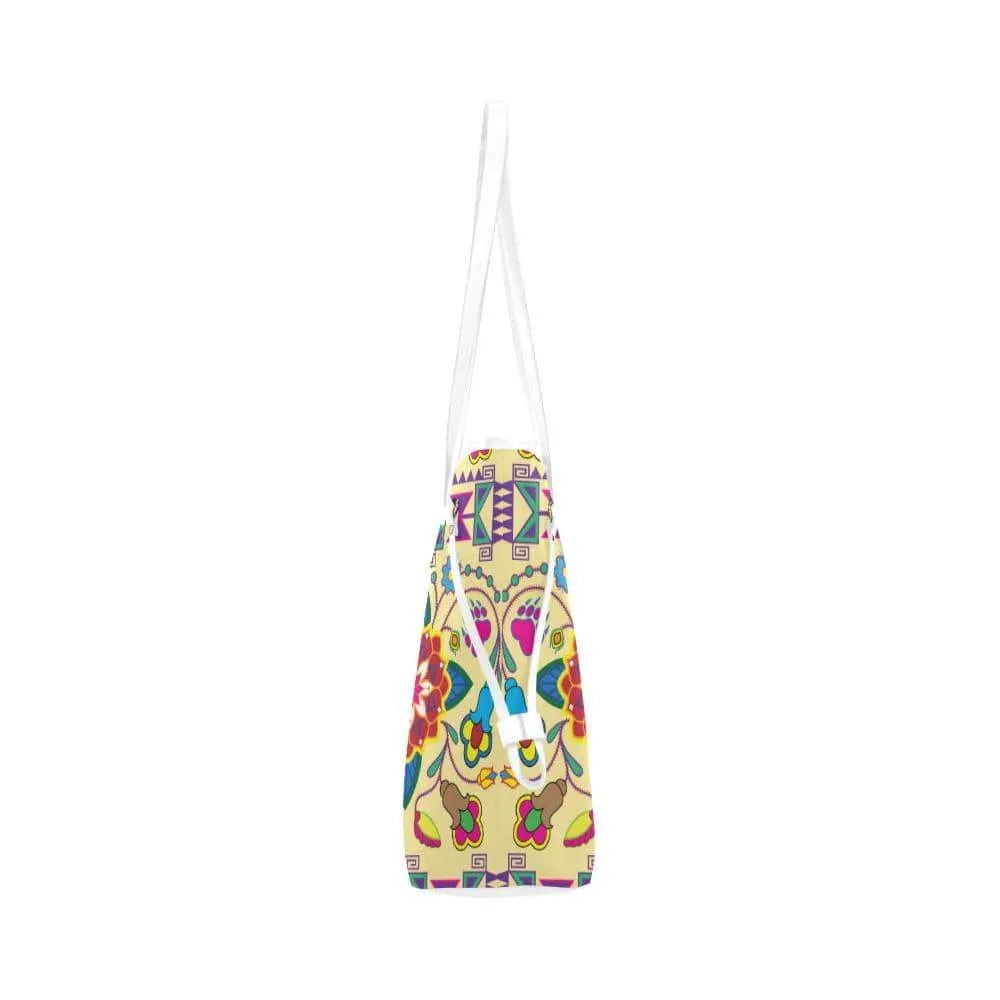 Geometric Floral Winter - Vanilla Clover Canvas Tote Bag