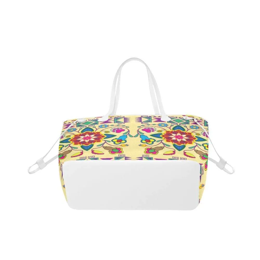 Geometric Floral Winter - Vanilla Clover Canvas Tote Bag