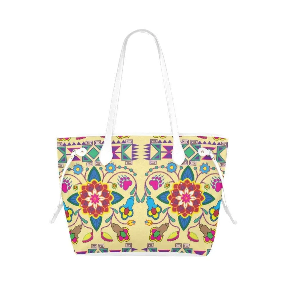 Geometric Floral Winter - Vanilla Clover Canvas Tote Bag