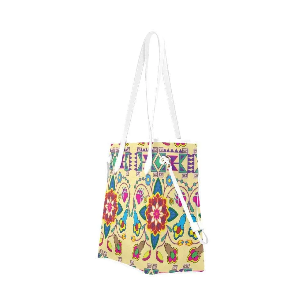 Geometric Floral Winter - Vanilla Clover Canvas Tote Bag