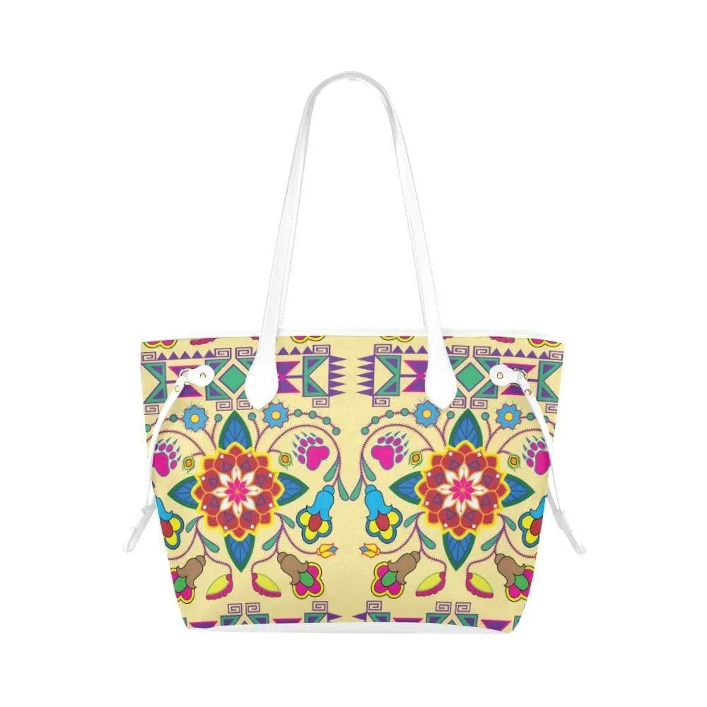 Geometric Floral Winter - Vanilla Clover Canvas Tote Bag