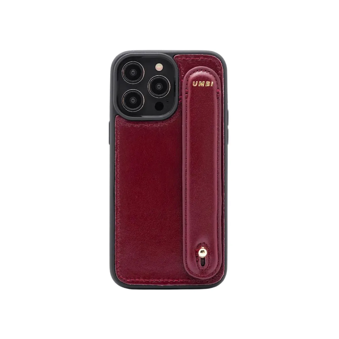 GLAM. Personalized Leather iPhone Case - Burgundy/Gold