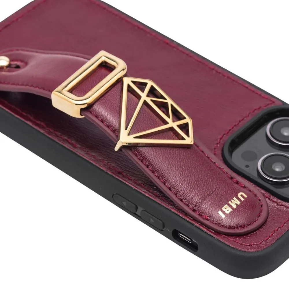 GLAM. Personalized Leather iPhone Case - Burgundy/Gold