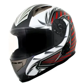 H520 Titanium and Red Chit-Chat Black Full Face Motorcycle Helmet w/ Intercom - Built-in Speaker and Microphone for Men / Women