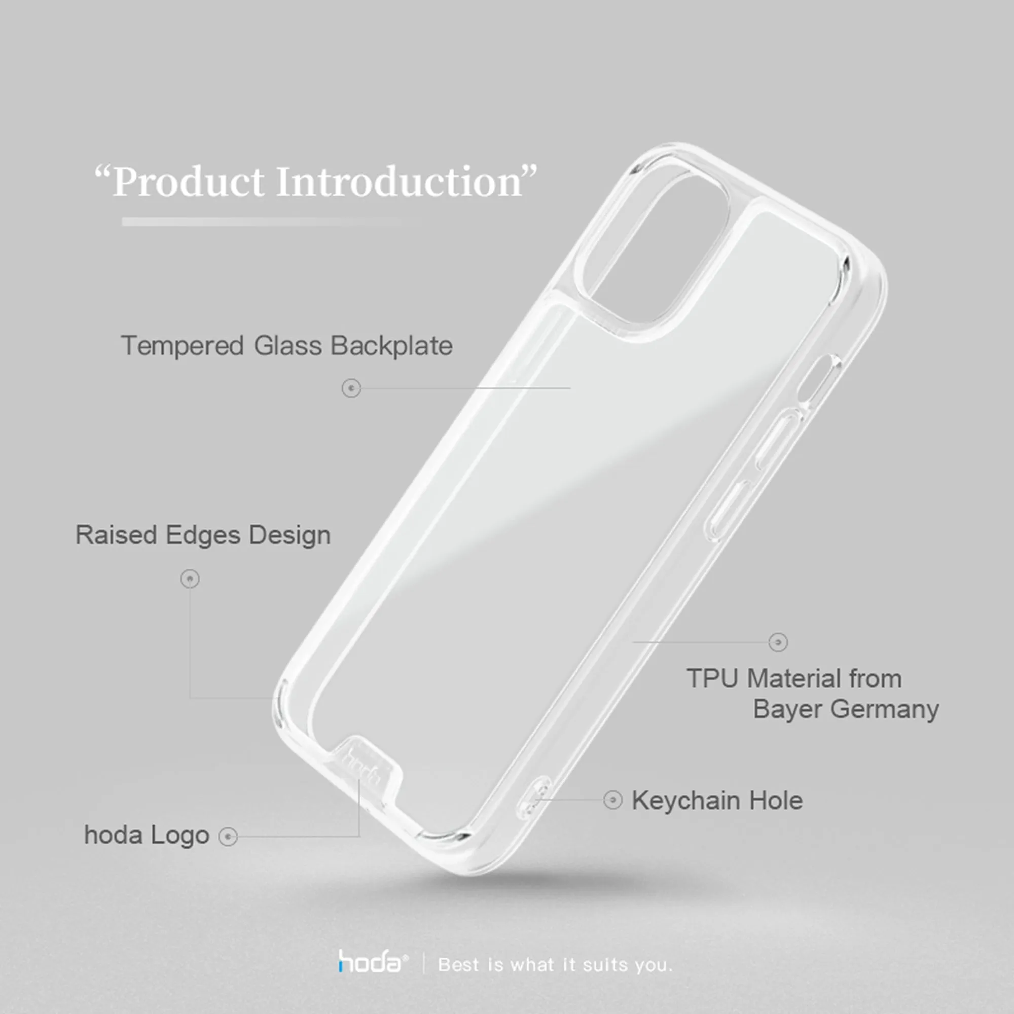 Hoda Crystal Pro Glass Case for iPhone 13 Pro 6.1" 5G - Military Standard Case - Clear Black (Barcode: 4711103541609 )