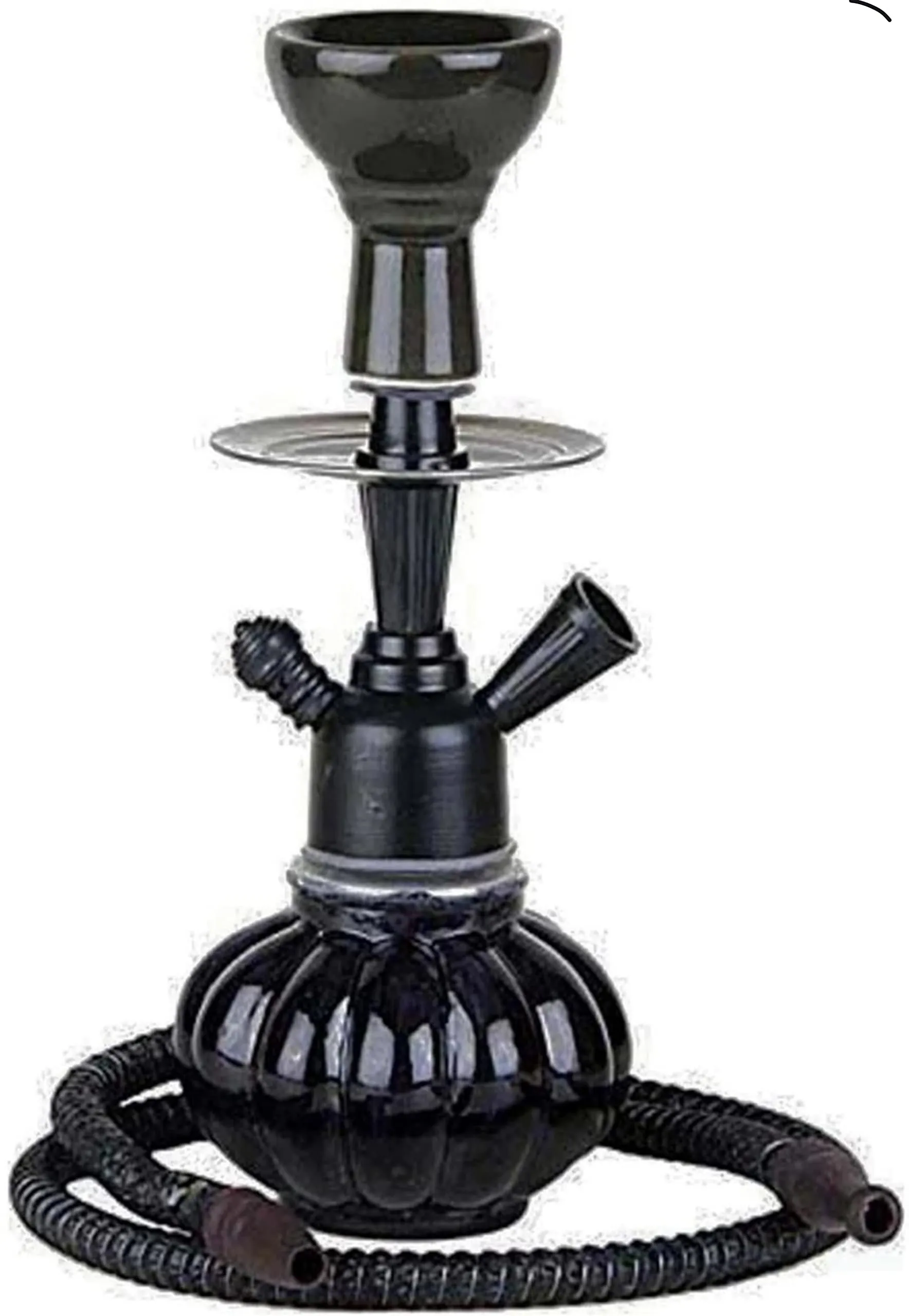 Hookah pot black glass made 11 inch