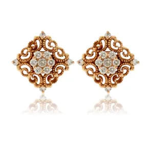 Intricate Filigree Diamond Post Style Earrings