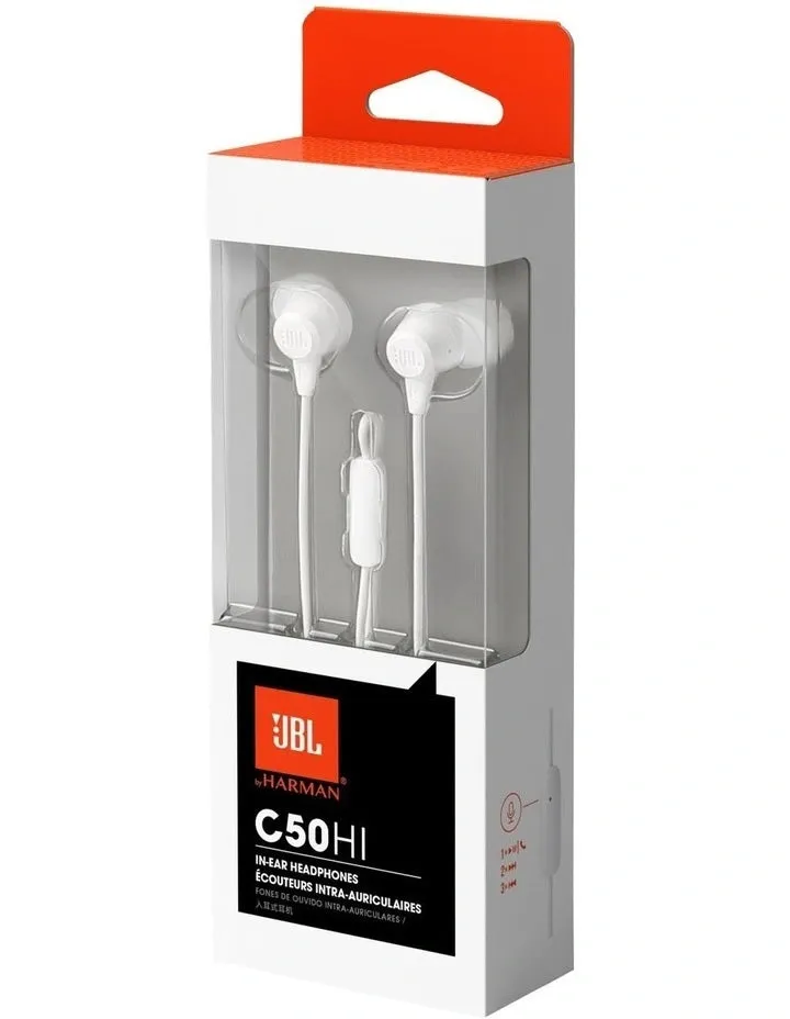 JBL C50HI In Ear Headphones Mic White 4804805