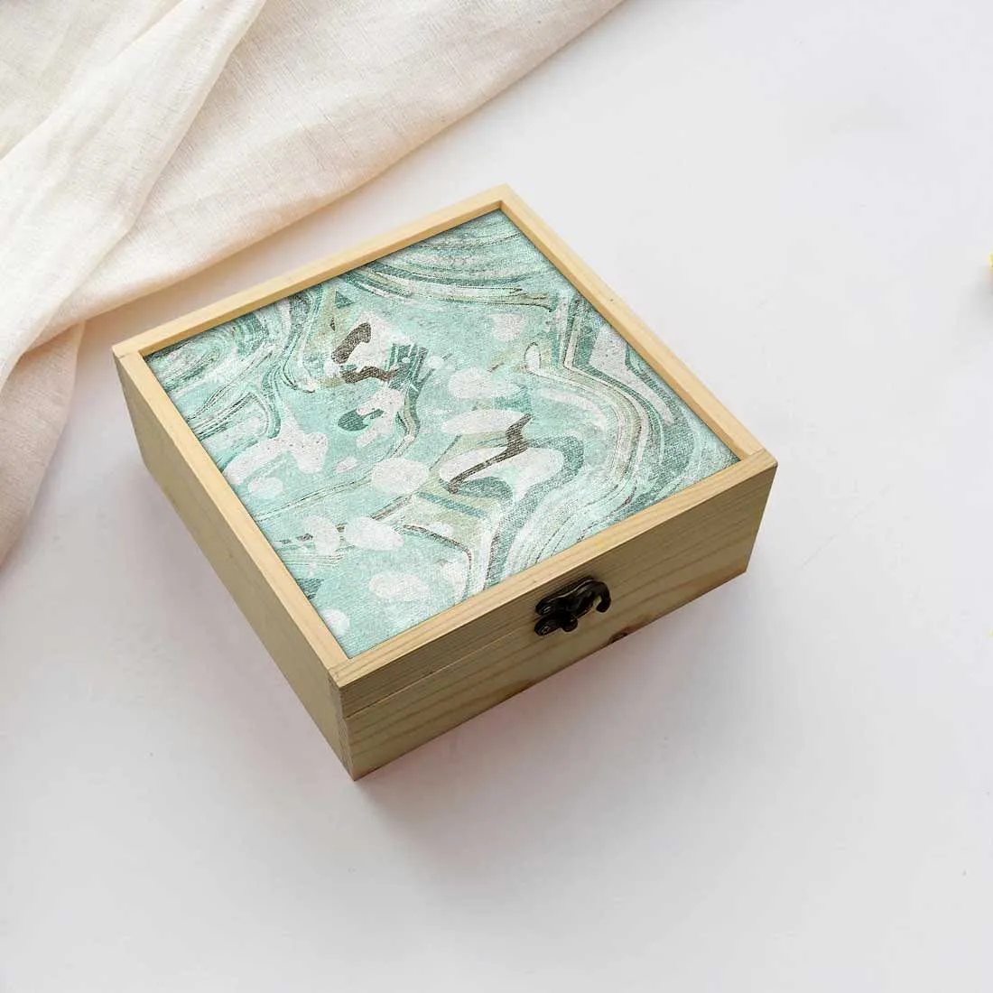 Jewellery Box Makepup Organizer -  Green Marble