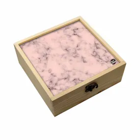 Jewellery Box Makepup Organizer -  Peach Color Designer Marble Pastel