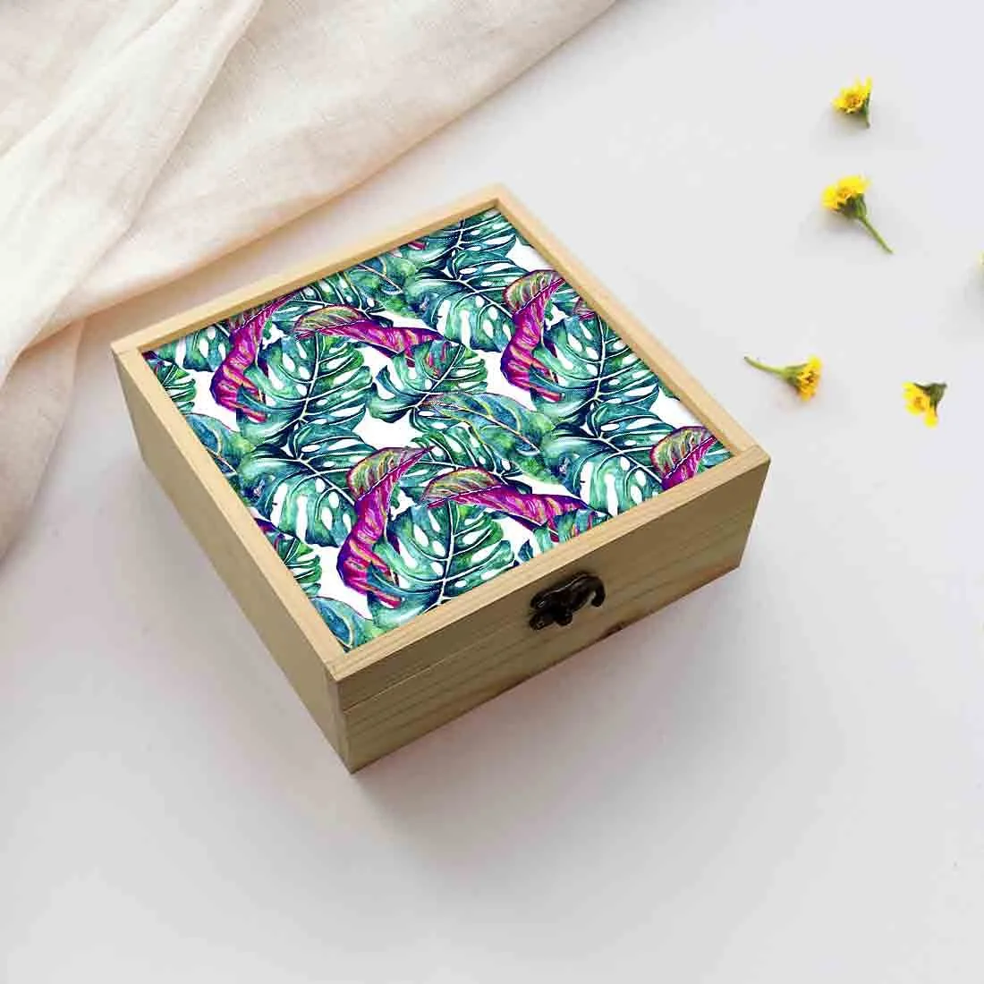 Jewellery Box Wooden Jewelry Organizer -  Monstera Tropical Leaf