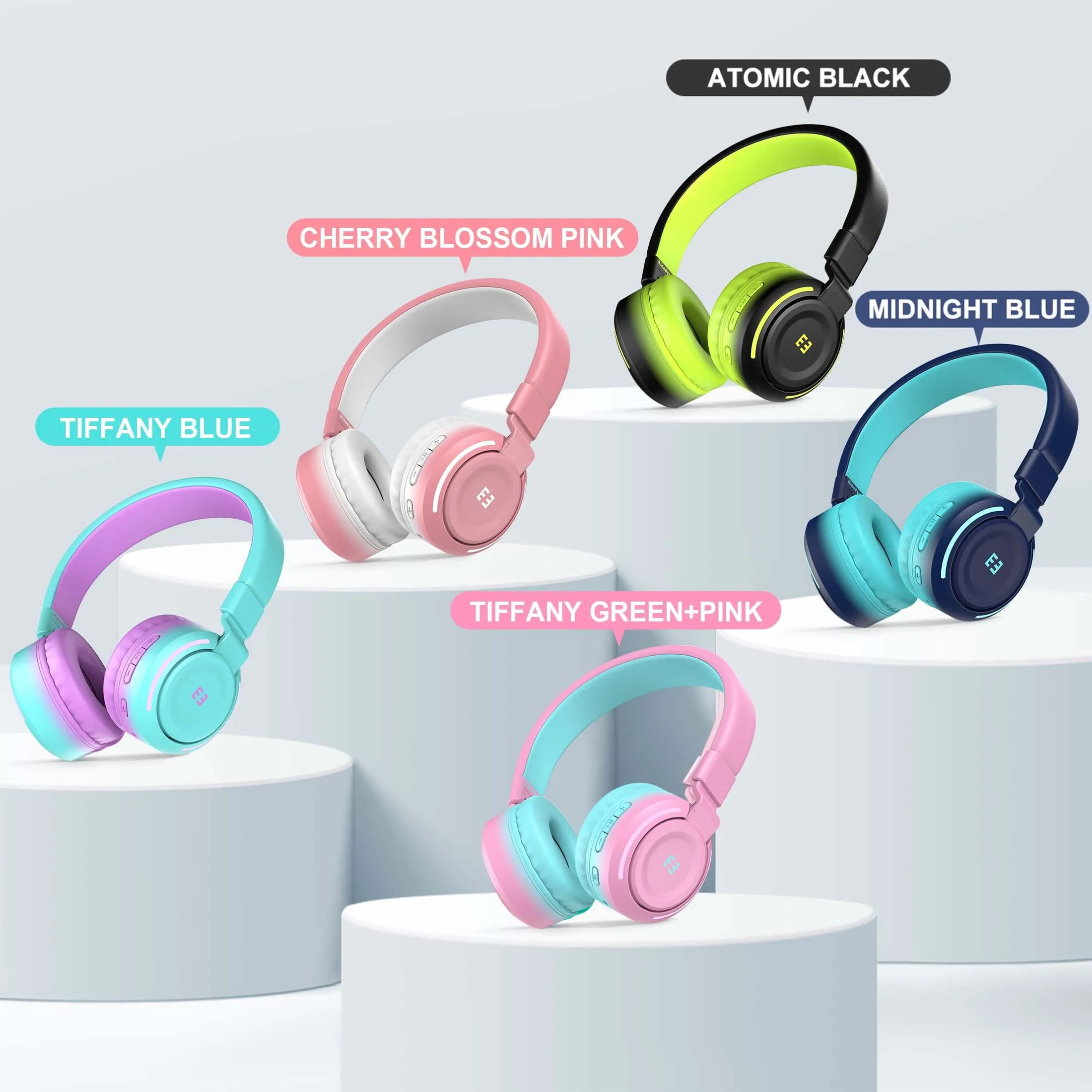 Kids Bluetooth Headphones for Girls Boys, Wired & Wireless Headphones for Kids with Microphone, 85/94Db Safe Volume, Colorful LED Light, 35Hrs Playtime, Back to School Gifts for Kids