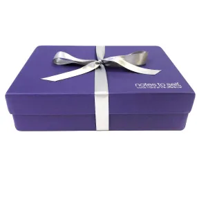 large purple keepsake gift box with ribbon (socks sold separately) - holds up to 12 pairs