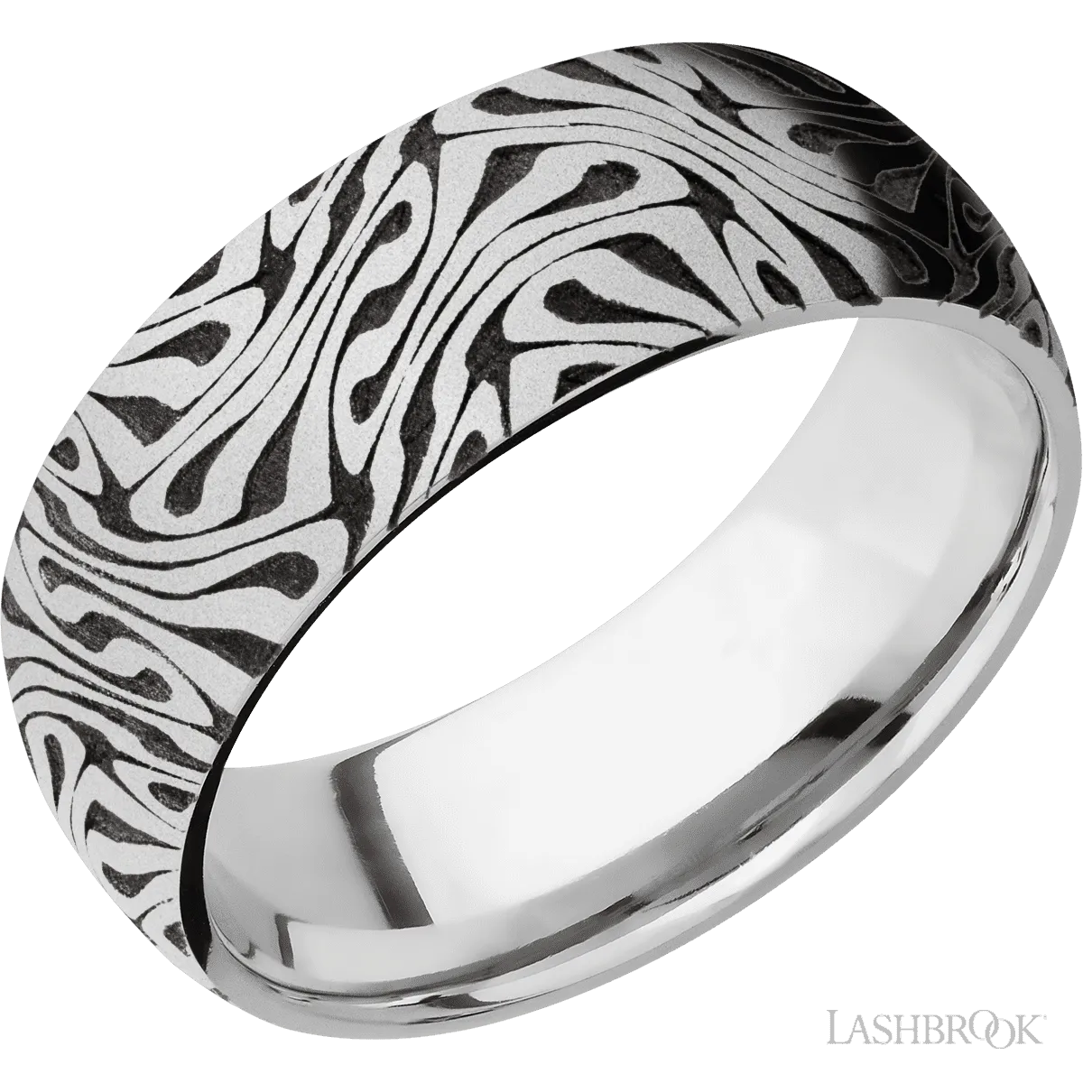 Laser Carved Escher Pattern Wedding Band Cobalt Chrome 8mm