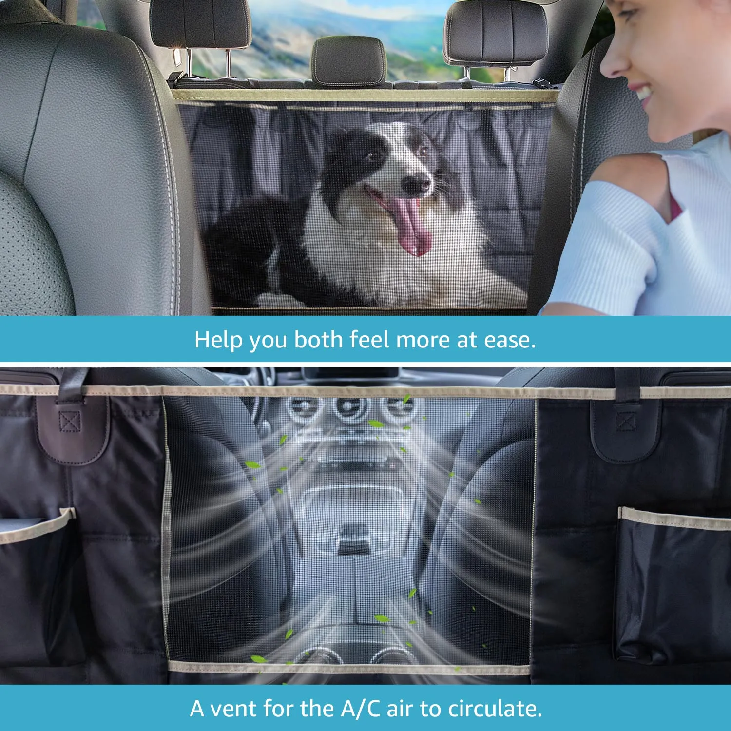 Lassie Back Seat Extender for Dogs Hard Bottom Waterproof Dog Hammock for Car, Heavy Duty Antislip Dog Car Seat Cover for Back Seat, Universal Pet Car Travel Bed Mattress for Kids, Dogs