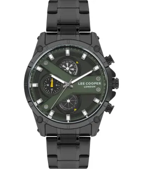 Lee Cooper  Men's Watch Green Dial Black Metal Strap, LC07637.670