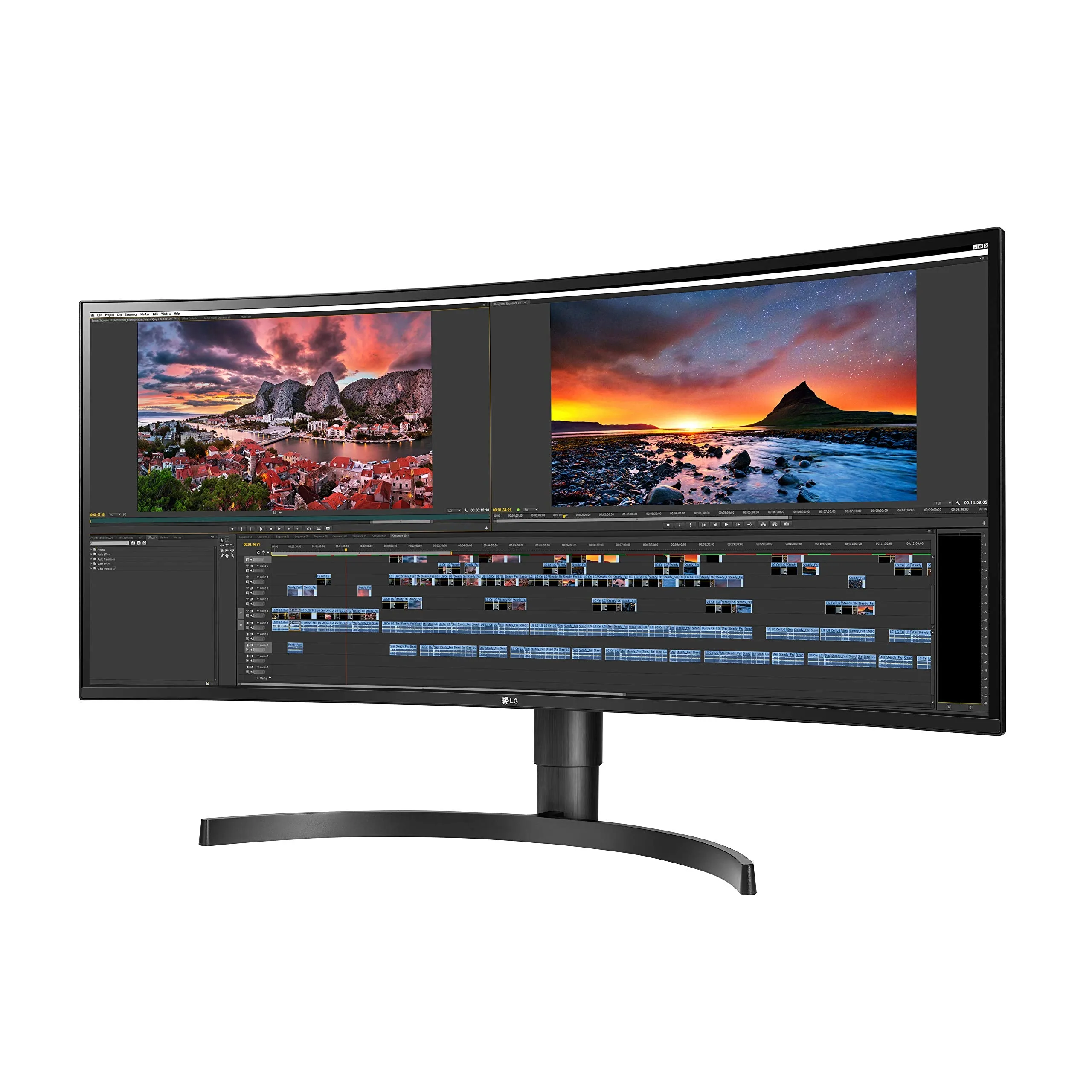 LG UltraWide 34” Curved WQHD Monitor with USB-C, HDR 10, sRGB 99%, Black