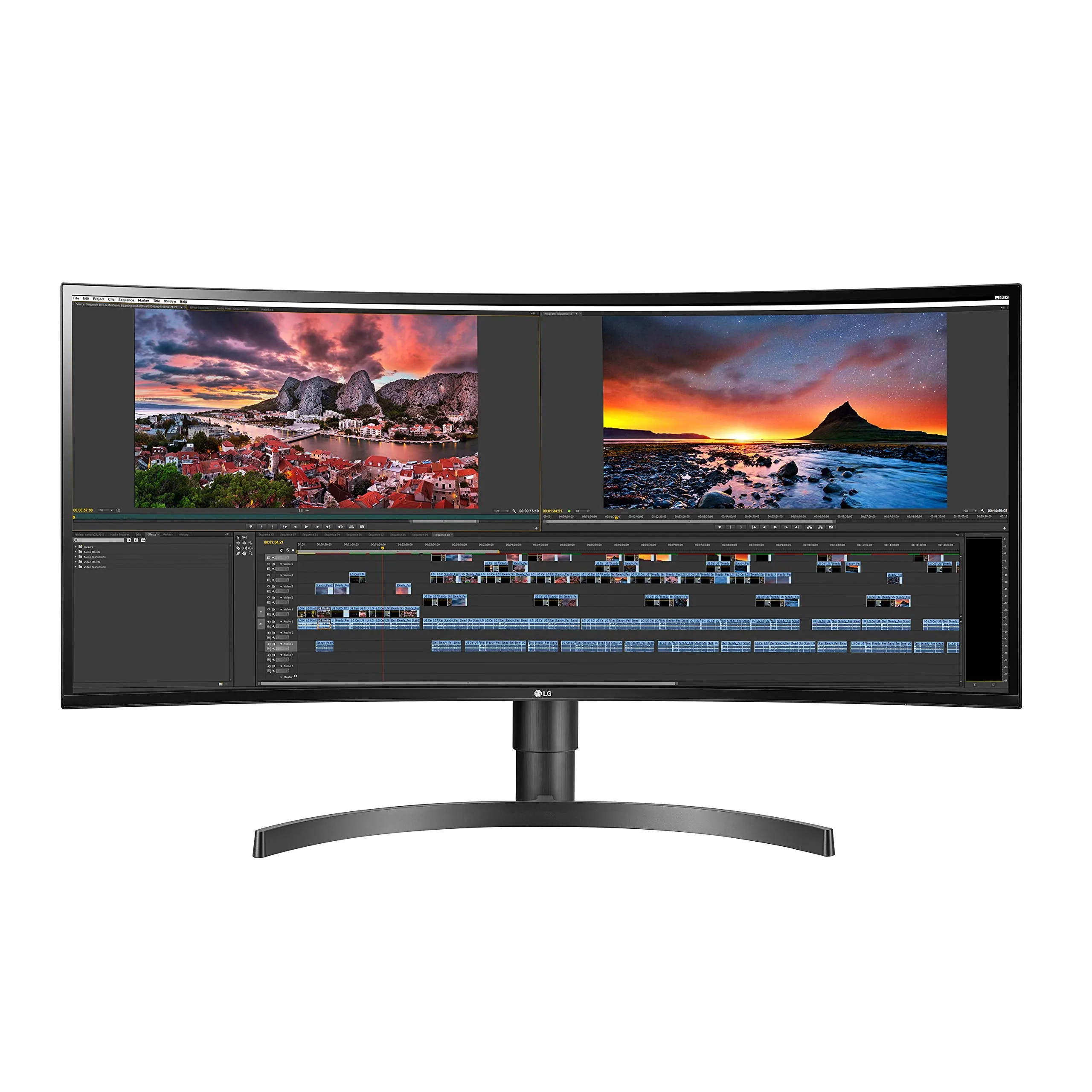 LG UltraWide 34” Curved WQHD Monitor with USB-C, HDR 10, sRGB 99%, Black