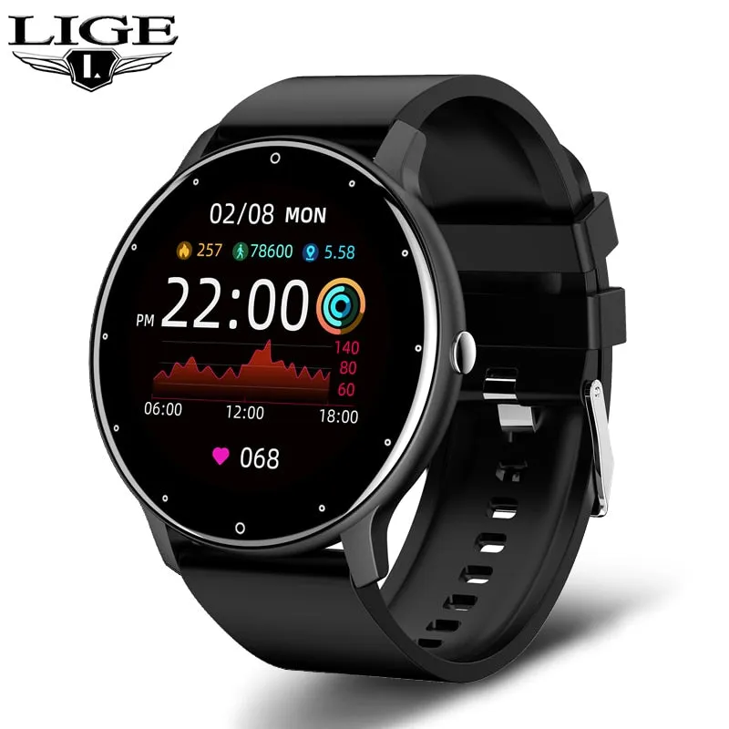 LIGE 2023 New Smart Watch Men Full Touch Screen Sport Fitness Watch IP67 Waterproof Bluetooth For Android ios smartwatch Men box